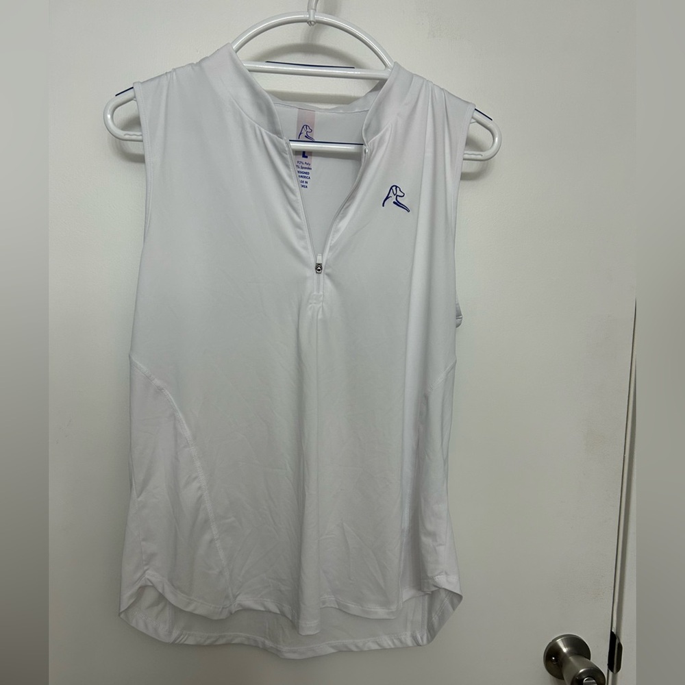 Rhoback White Sleeveless Moc Polo Size large